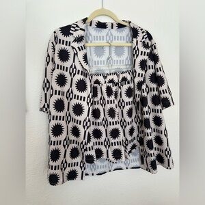 Short and Button Up Set- black and tan design